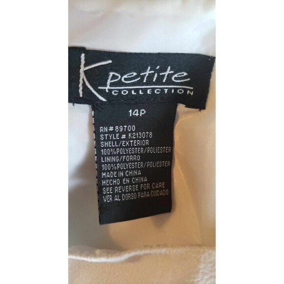 Women's 2 Piece Set K Petite Collection Black Tan White Blouse Blazer Size 14P - Picture 11 of 16